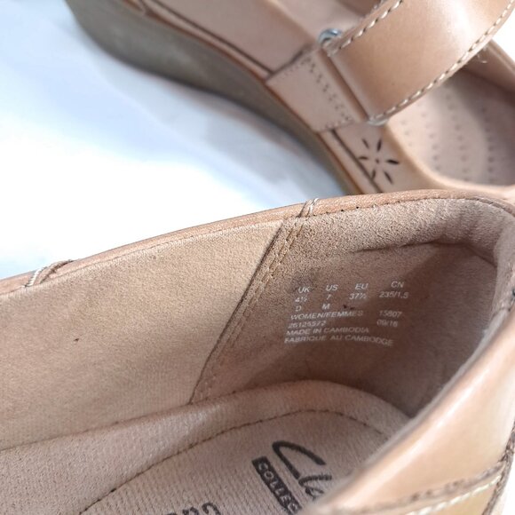 Clarks Shoes Womens sz 7 7M Everlay Bai Mary Jane Strap Comfort Wedge Brown tan - Picture 13 of 13